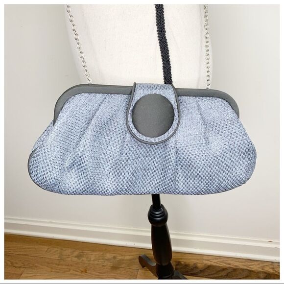 Taleen Framed Gray Metallic Clutch Dot Accent - Picture 4 of 10